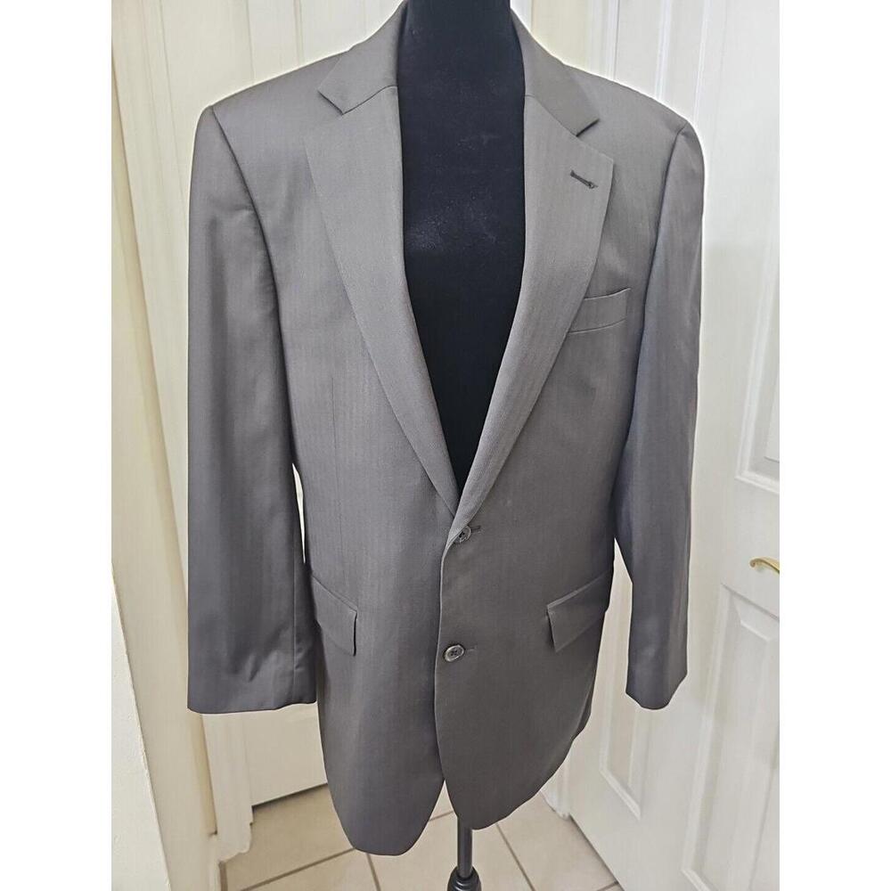 Jos A Banks Signature Collection Mens Suit Jacket Brown Pinstripe 40R  100% Wool